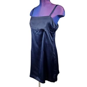 Urban Outfitters Wesley Navy Blue Satin Slip Mini Dress Size Large Women's M55
